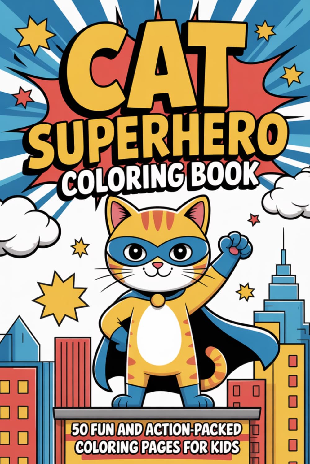 Cat Superhero Coloring Book for Kids: 50 Fun and Action-Packed Adventures with a Brave Cat Hero