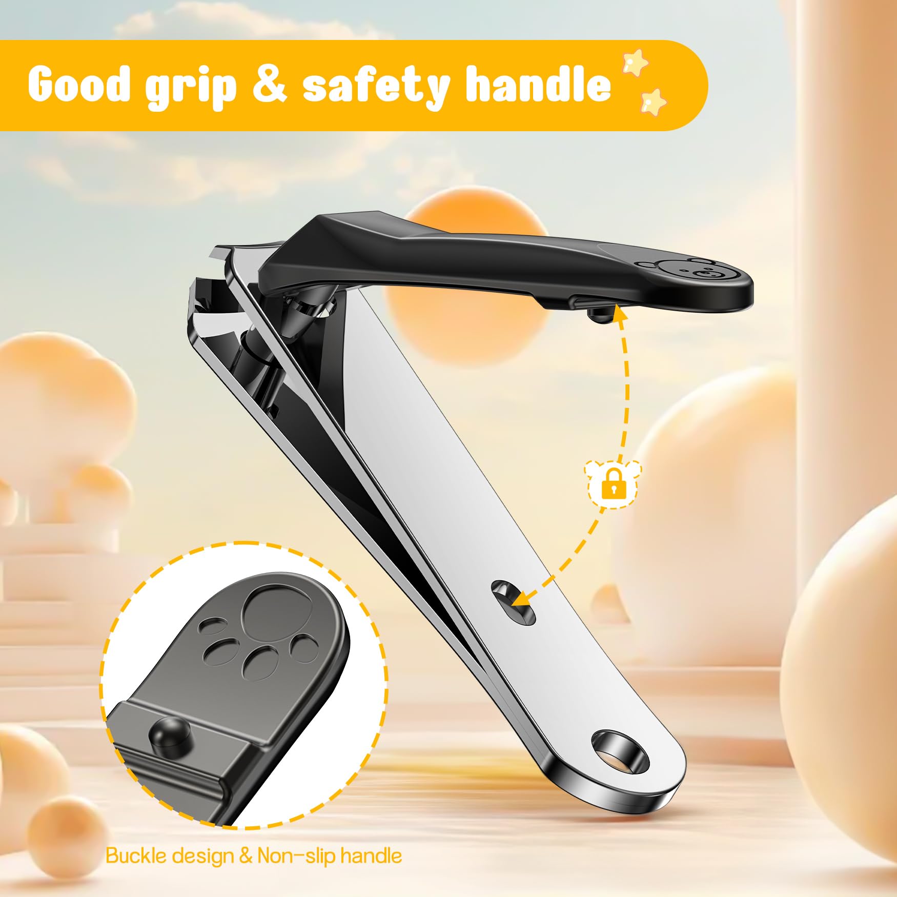 FVION Coupe Ongles Bébé/Enfant, Petit Coupe-Ongles en Acier Inoxydable, Coupe Ongle Sûr et Précis Avec Lime Intégrée pour Nouveau-Nés, Baby Nail Clippers (Noir)