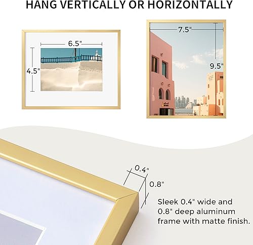 Miniatura 683 de Fun Memories Portarretratos de metal de 16 x 20 pulgadas con paspartú de 11 x 14 pulgadas, acabado de aluminio cepillado, parte delantera de vidrio