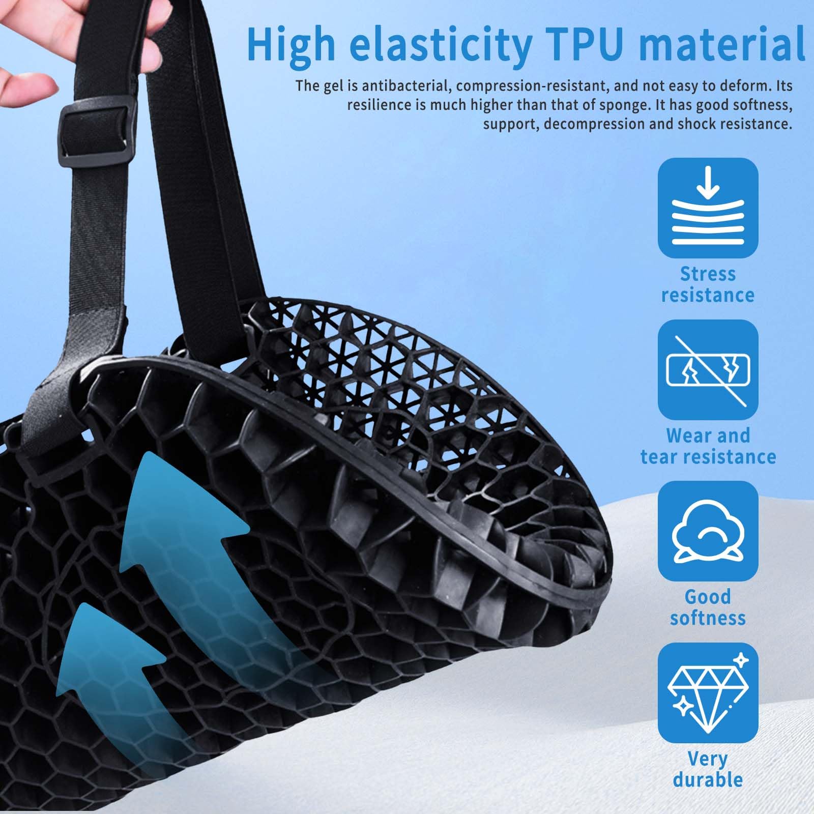 Motorcycle Seat Cushion Plegable, Cojin Moto con Innovador Protector de Amortiguación del Cojín de Gel, Transpirable Físicamente y Cómodo a Largo Plazo, Cojin Asiento Moto Gel