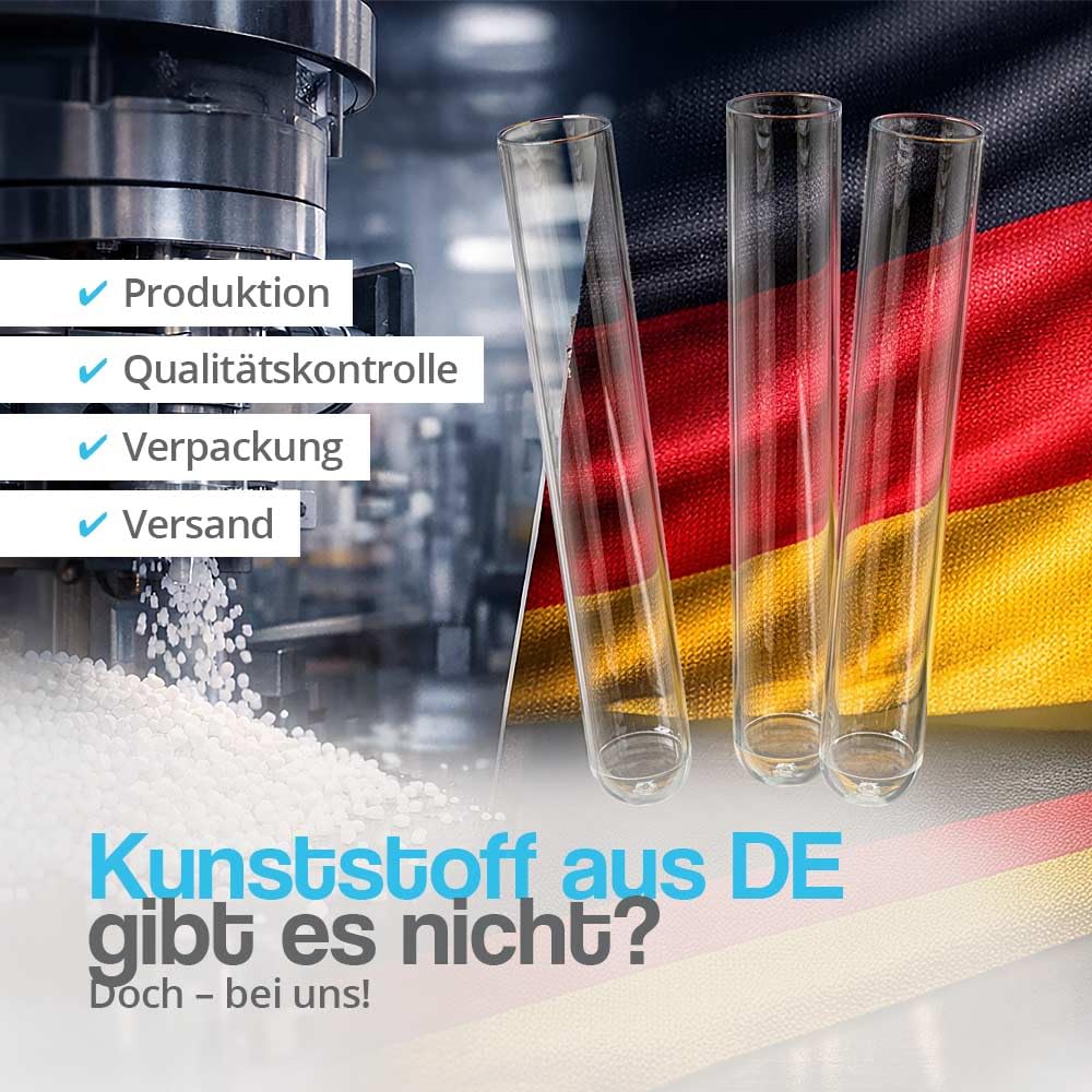 Tuuters 100 Stück Plastik Reagenzgläser mit Verschluss Röhrchen aus Kunststoff (150x Ø 16mm) Plastikröhrchen