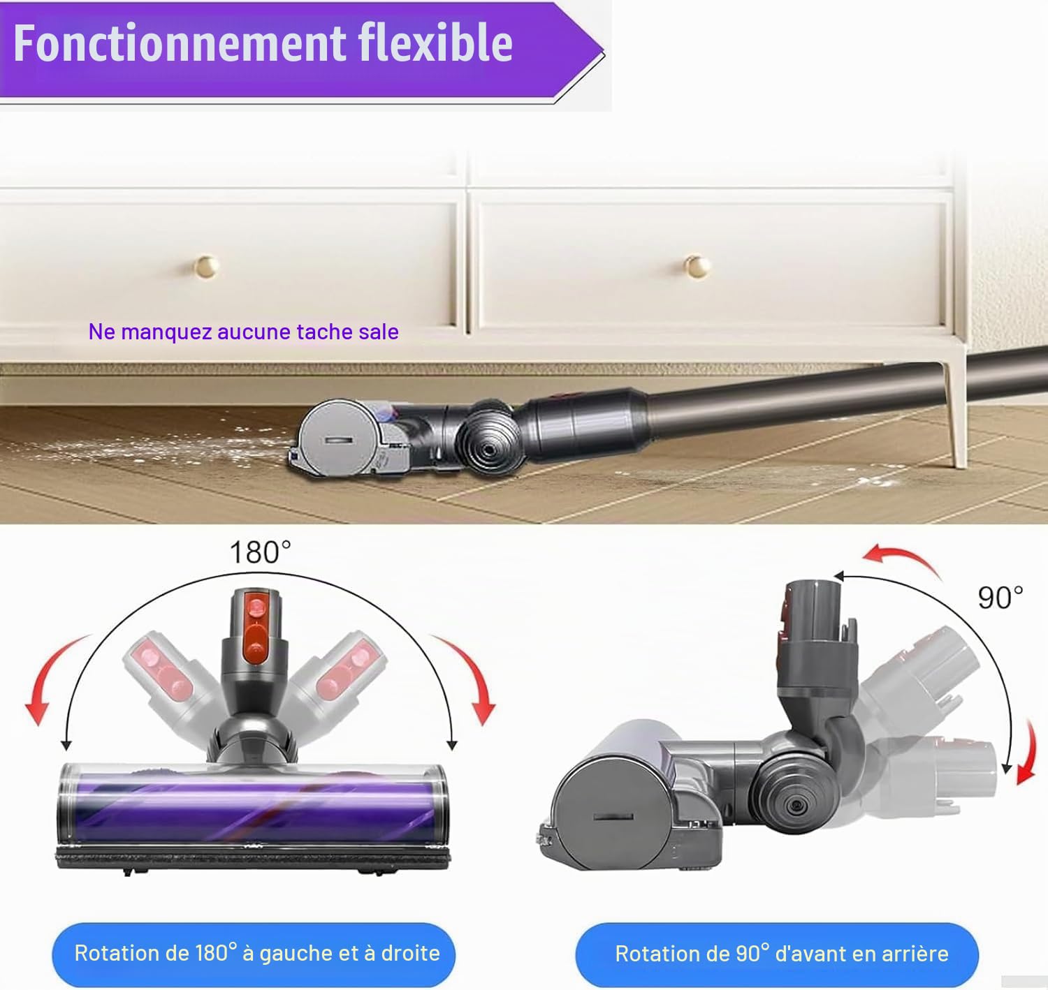 Brosse pour Dyson V7 V8 V10 V11 V15 Motorhead, Tête de Brosse Turbine Rotative de Rechange pour Aspirateur SV10 SV11 SV12 SV14 SV17, Brosse Motorisée pour Tapis et Sols Durs Pièce de