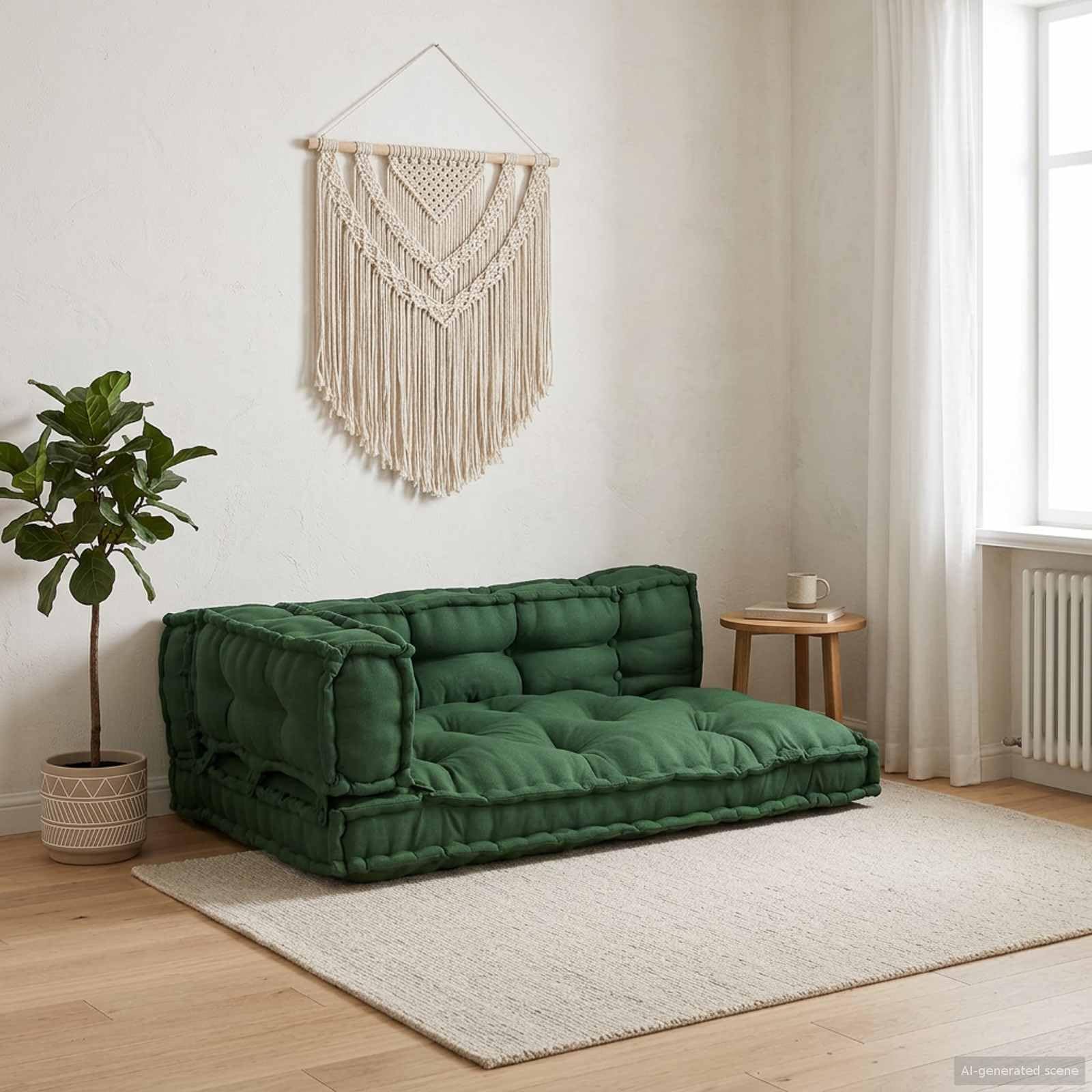 Coussin pour canapé en palette vert outdoor, idéal pour sublimer votre terrasse