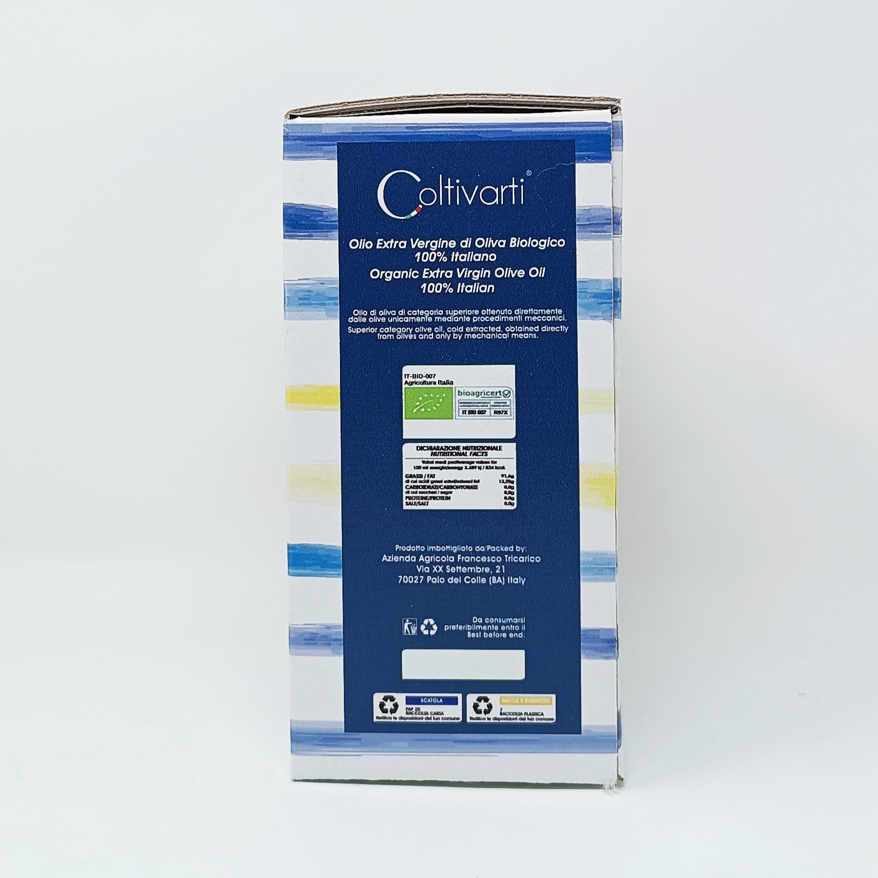 Coltivarti - Ekologiczna 100% włoska oliwa z oliwek Extra Vergine 2 litrów Bag-In-Box (Pioggia)
