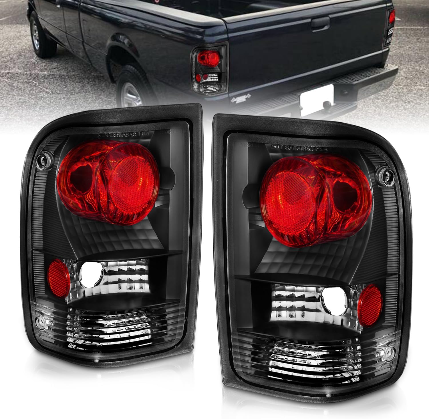 AmeriLite Replacement Tail Light Assembly Set for 1993–1997 Ford Ranger