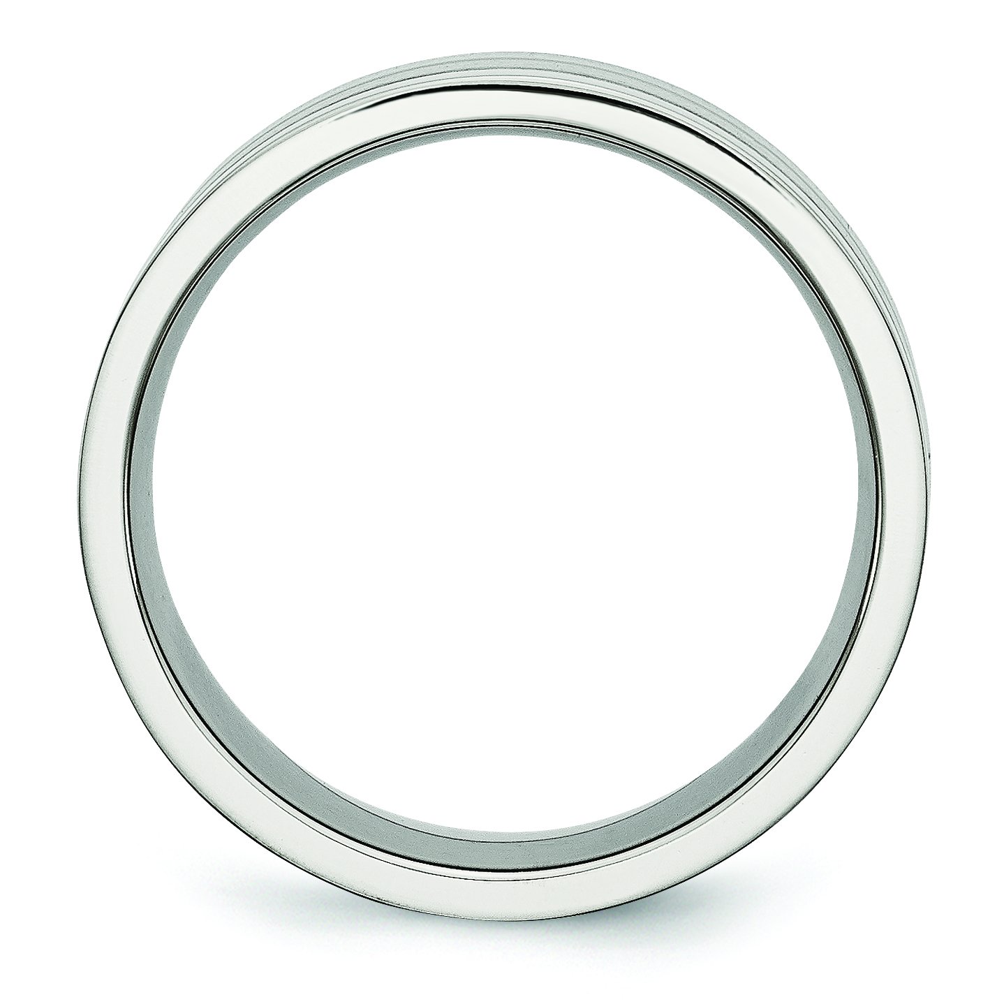 Jewelry Stores Network Mens Stainless Steel Grooved 8mm Satin and Polished Wedding Band Ring Size 7