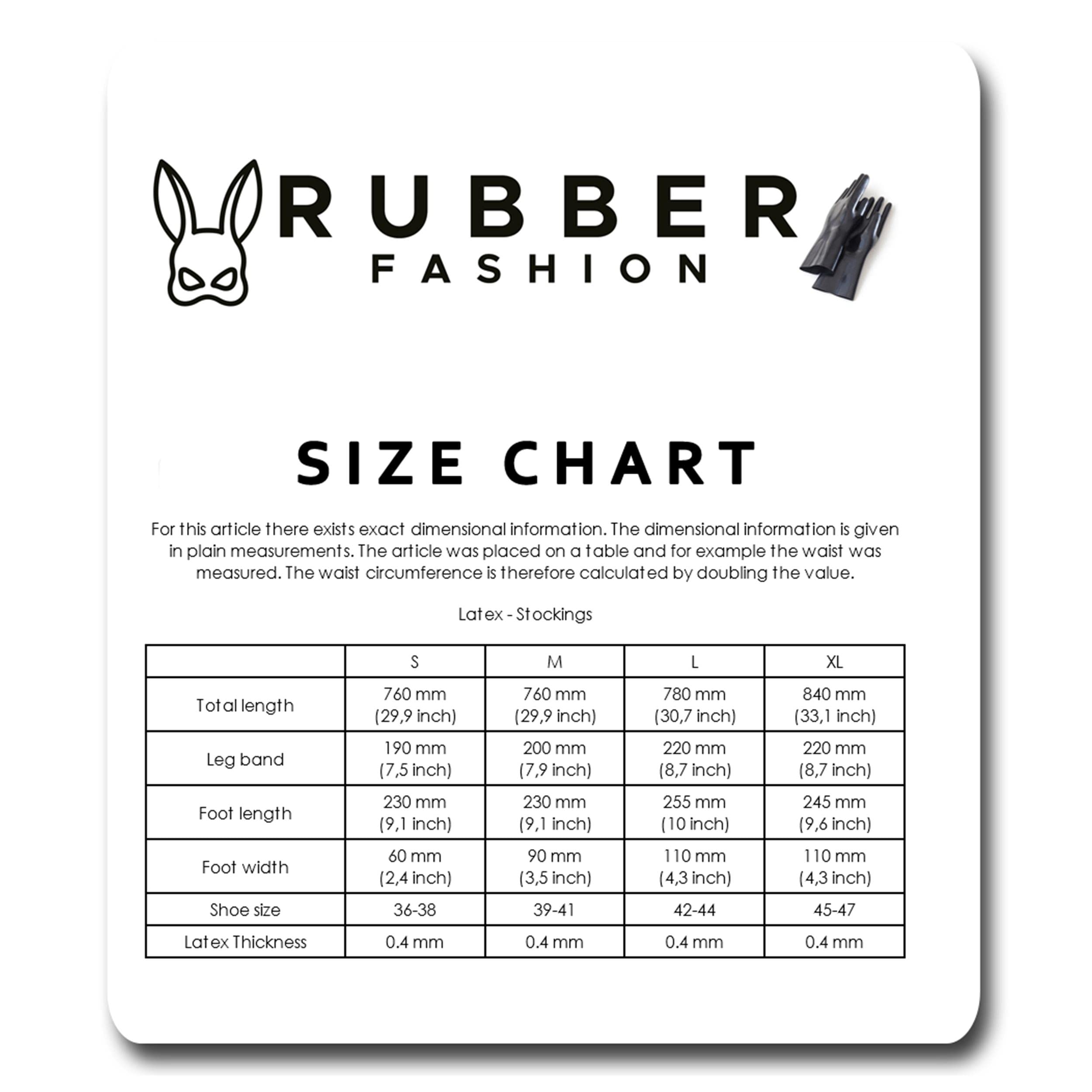 Rubberfashion Chaussettes sexy en latex - unisexe - orteils talon ouverts - hauteur mi-cuisse long