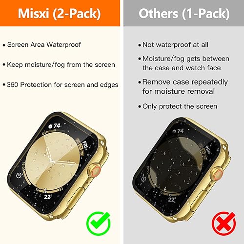 Miniatura 136 de Misxi [Paquete de 2] - Funda impermeable con botón para Apple Watch Series 6, SE, Series 5, Series 4 de 40 mm, funda protectora anticaídas de 1