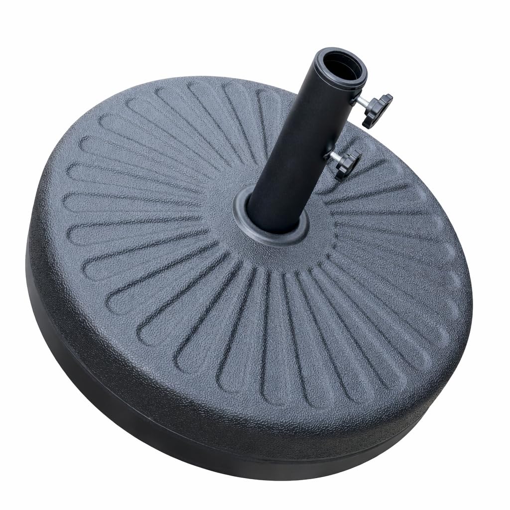 Signature Homes and Gardens SH&G 22L Round Parasol Base | Heavy Duty Water or Sand Fillable Weighted Stand | For Garden Umbrellas & Sun Shades | Black