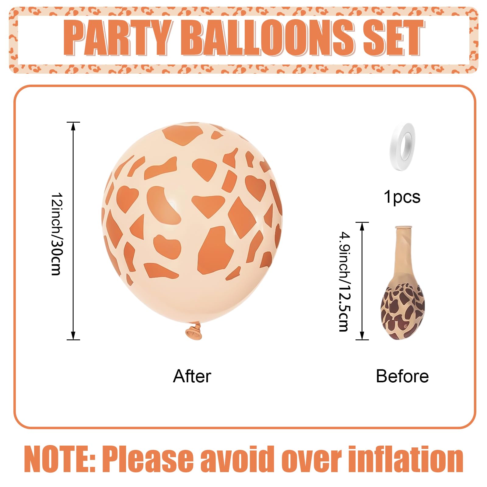 Luftballons mit Hirschdruck, 30,5 cm, Dschungelballons, Tierdruck, Latex, Dschungelsafari, Tierballon-Dekorationen für wilde Geburtstag, Babyparty, Zoo, Dschungel, Safari, Dinosaurier