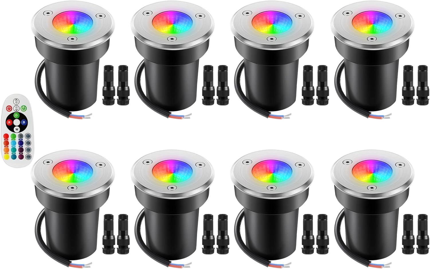 Junview Low Voltage Landscape Lights RGB and Warm White LED Well Lights