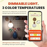 Vista 3 de Wireless Wall Sconce (Shark Tank) Rechargeable & Dimmable LED Light w/App Control & Damage-Free Install, Moveable Modern Ambient Lighting for