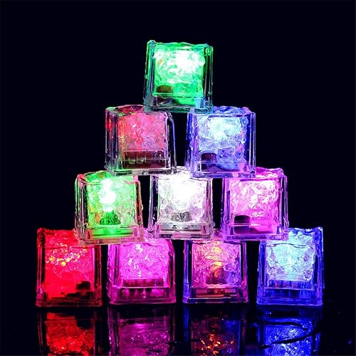 Cubo de hielo LED impermeable, paquete de 24 unidades multicolor que brilla en la oscuridad con luz LED para bar, club, beber, fiesta, vino,
