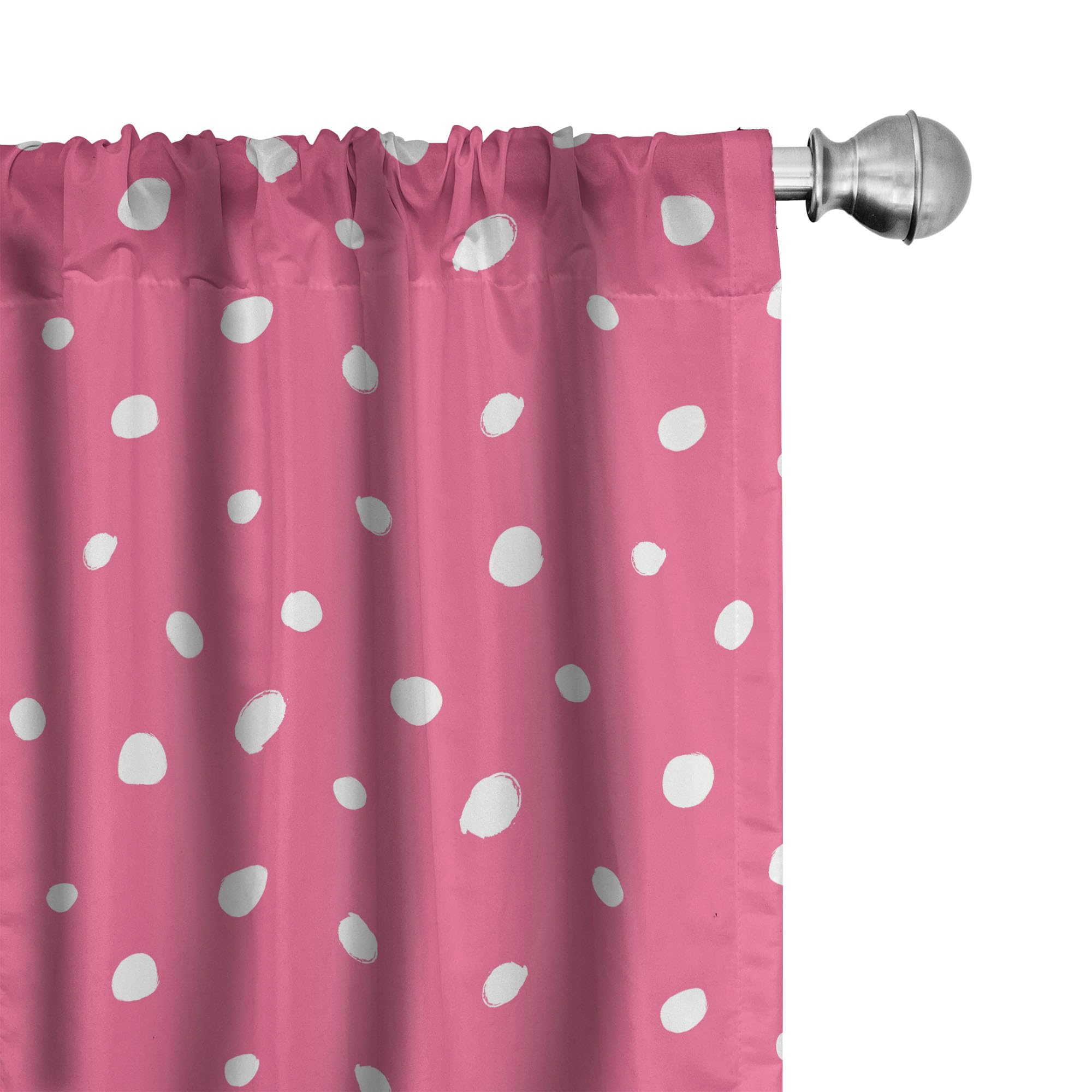 Ambesonne Pink Polka Dots Window Curtains, Monochrome Layout Pattern of Grunge Drawn Simple Rounds Illustration, Lightweight Decor 2-Panel Set with