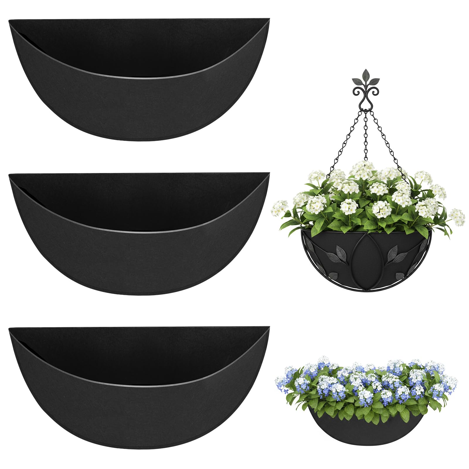 Doublures demi-rondes en coco pour sublimer vos pots de fleurs suspendus au mur et fenêtres