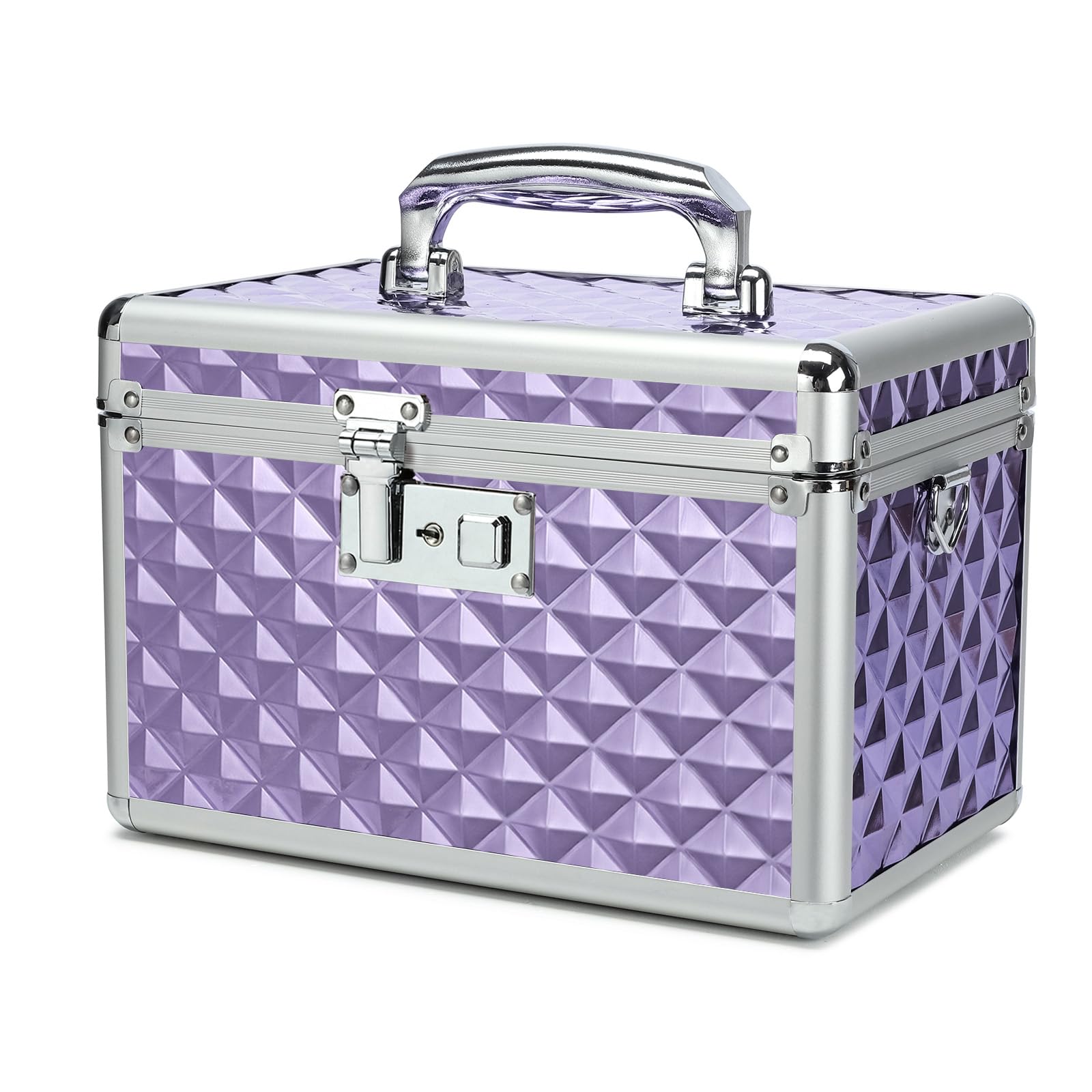 Hewei Works Purple Storage Box With Key Lock, Lockable Medicine Storage Box, Empty First Aid Box, Security Lock Box, Multipurpose Locking Box For Home And Outdoor Use (, Medium)