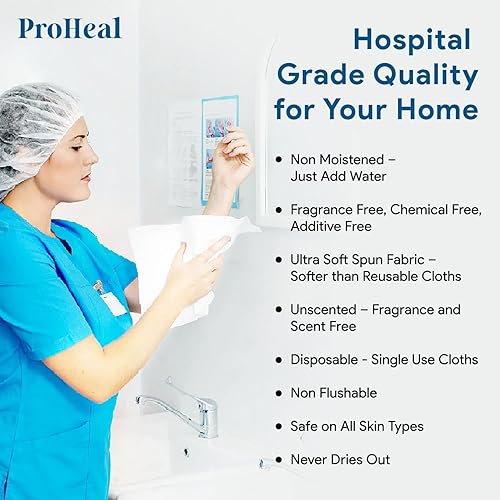 Miniatura 7 de ProHeal - Toallitas secas desechables Paños de limpieza ultrasuaves y no humedecidos para adultos, incontinencia, cuidado del bebé, eliminación de