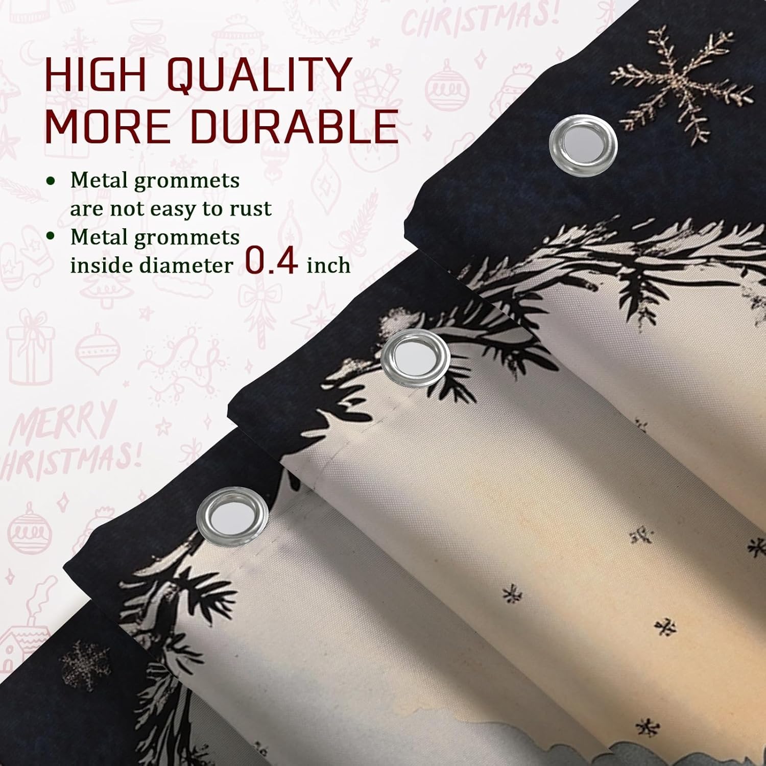 4PCS Winter Christmas Steam Train Bathroom Sets, Bath Accessory with Non-Slip Rug, U Shape Toilet Lid Cover Mat, Vintage Aesthetic Industry Xmas Bathroom Decor-72''x72''