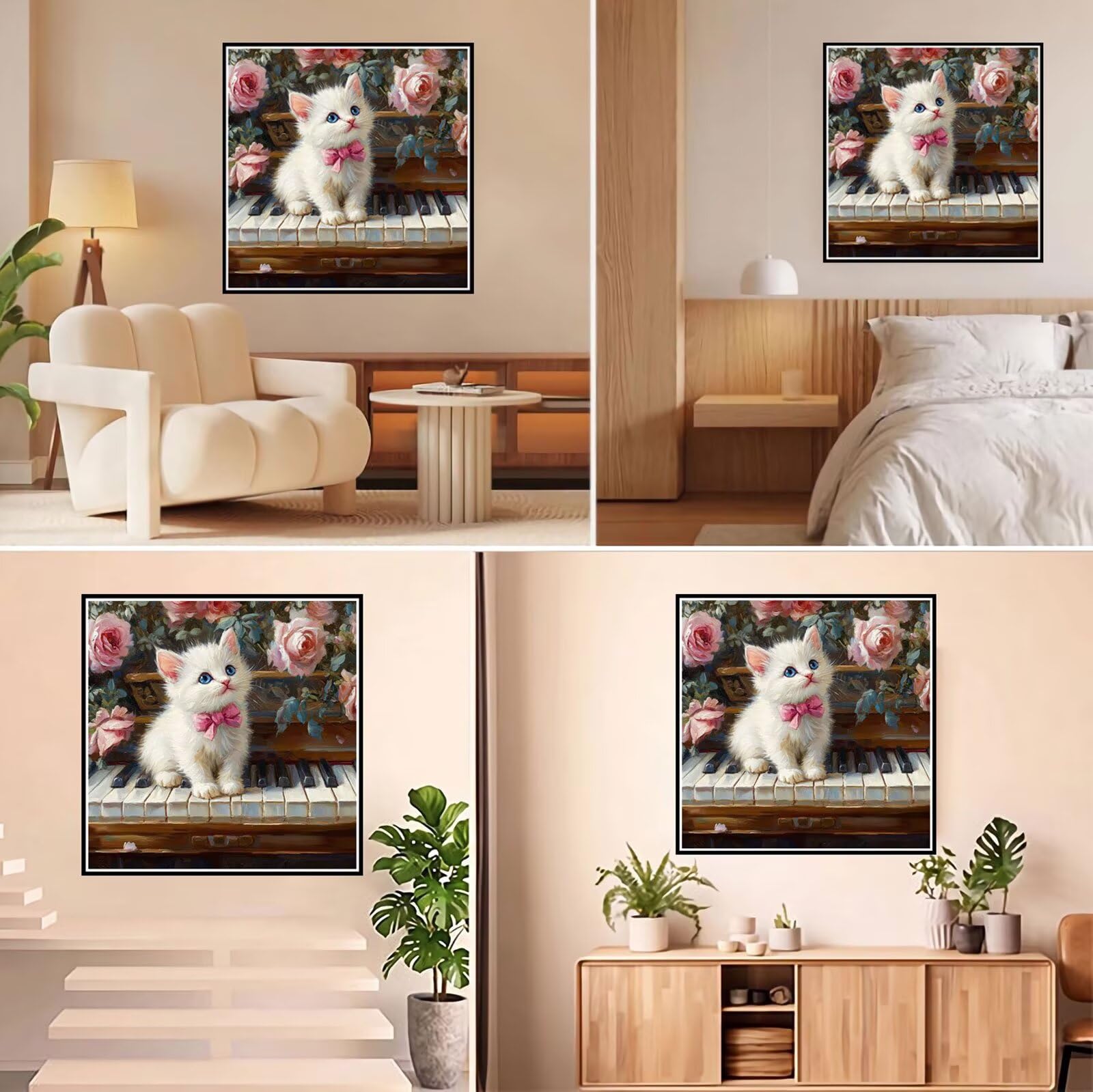 5D Diamond Painting Kit Completo, Diamond Painting Gatto DIY Hobby Creativi Adulti Pittura Diamante Strass Mosaico Kit per Bambini Principianti, Decorazioni Casa Parete Regalo Rose 90x90cm FX#913