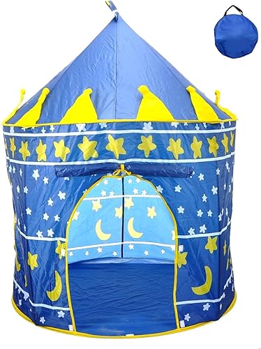 Castillo para príncipes con estrellas, casita para niños con interior color azul, tienda de campaña de POCO DIVO