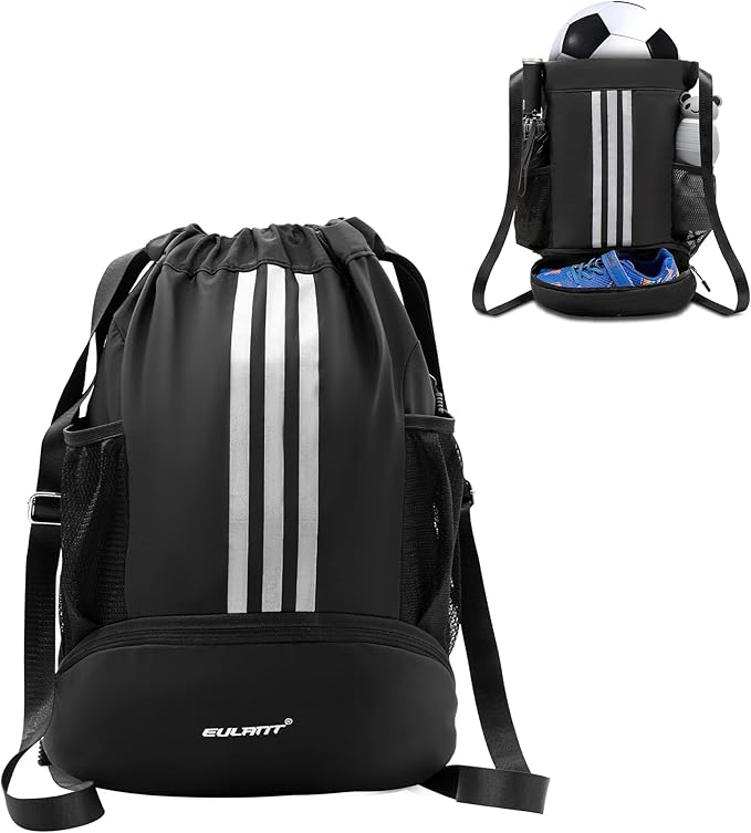 EULANT Wasserdicht Rucksack mit Bodenfach und Breit Kordelzug,Fussball