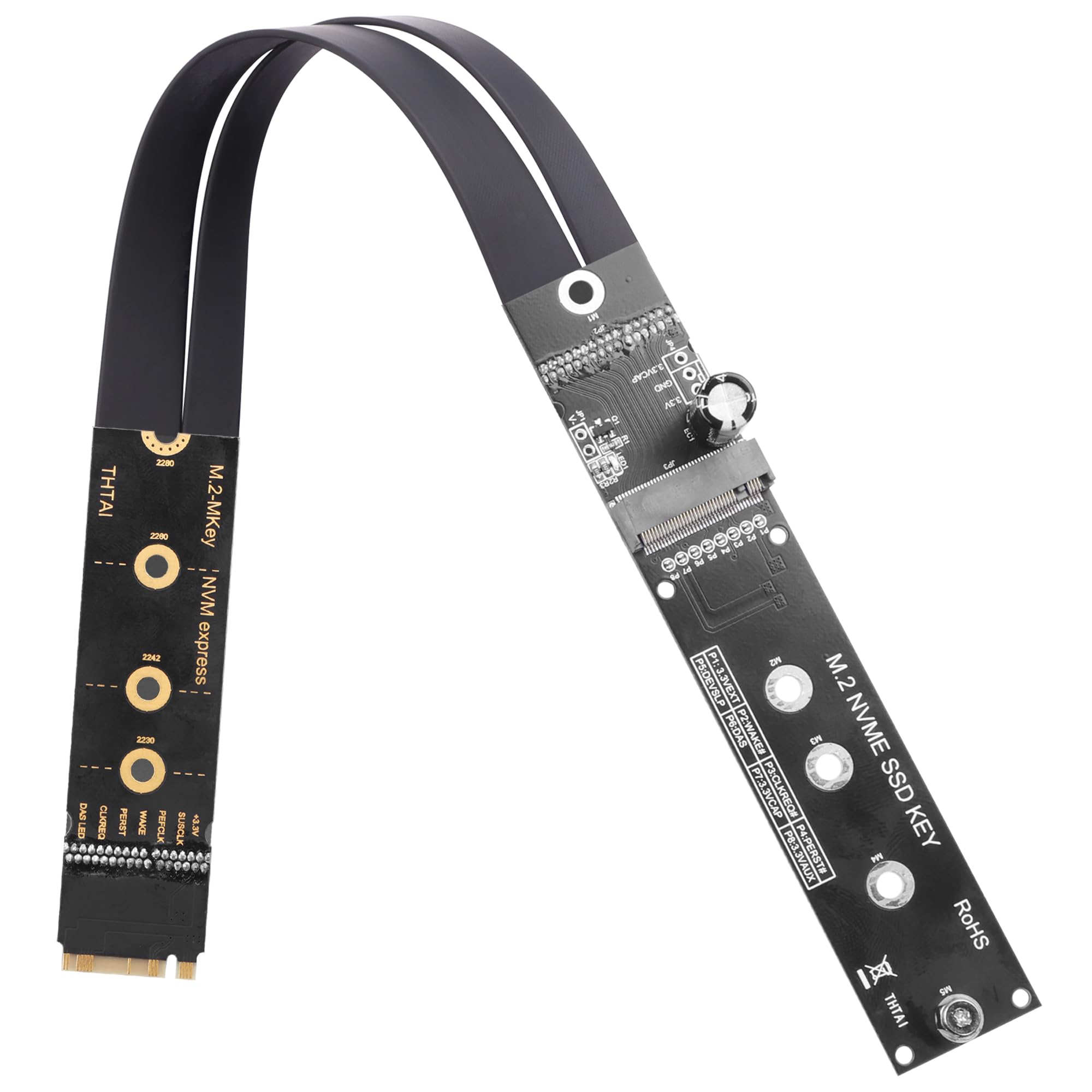 M.2 NVMe SSD Extension Cable M2 M-Key NVME Male to Female Adapter for Motherboard SSD 2230/2242/2260/2280 NVME support only (33 cm/13 in)