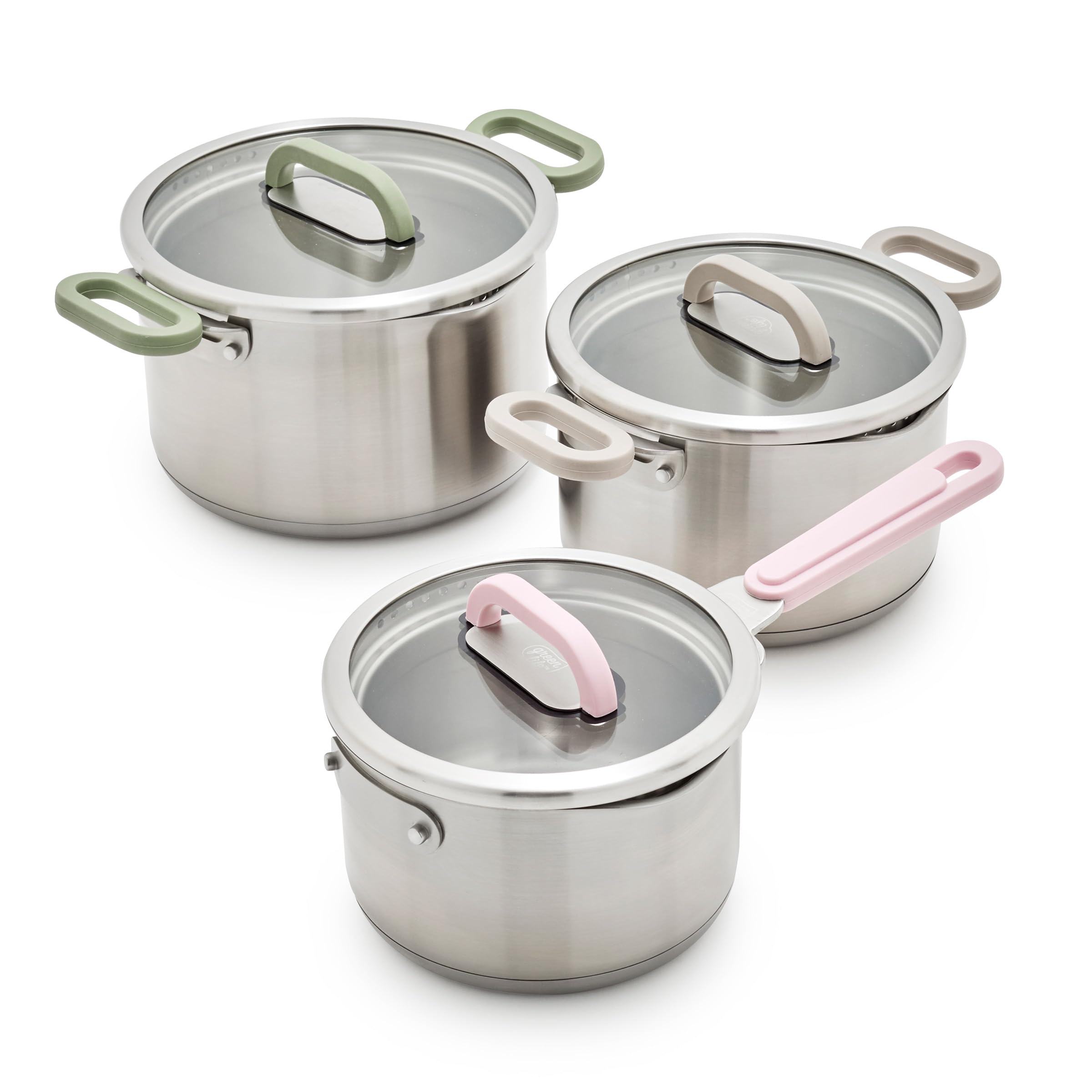 BK Twisting by Greenlife Stainless Steel 6 Piece Locking Lid Cookware Set