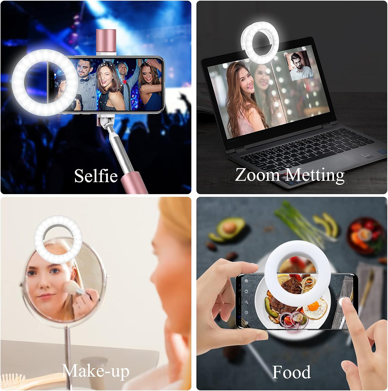 Discount 70% Selfie Ring Light , Rechargeable Selfie Fill Light with Retaining Clip On, Video Conference Light for Phone, Laptop, Zoom Meeting, Make up