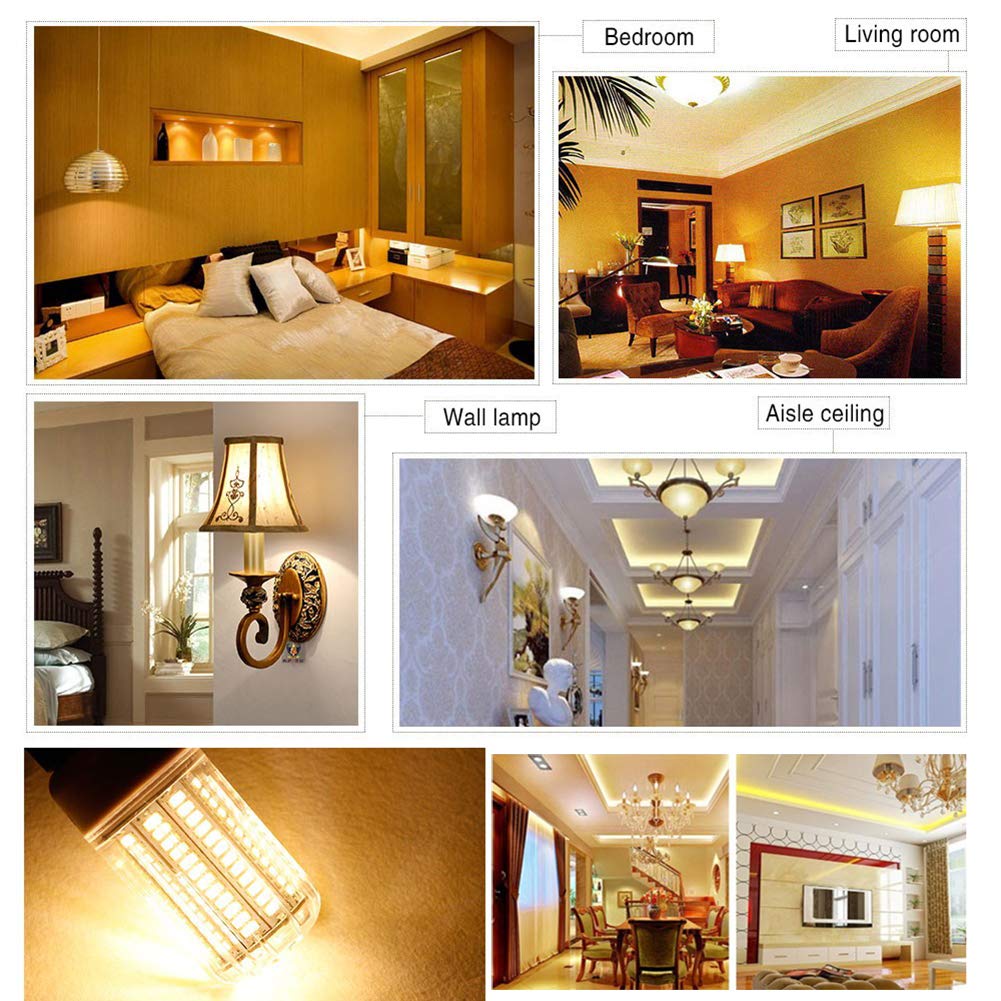 Lampadina LED a mais, 5 confezioni 60 Lampadine LED 5730 SMD 25 W, Lampadina a incandescenza 200 W equivalente a 2500 lumen, lampada parete a sospensione, Bianco caldo
