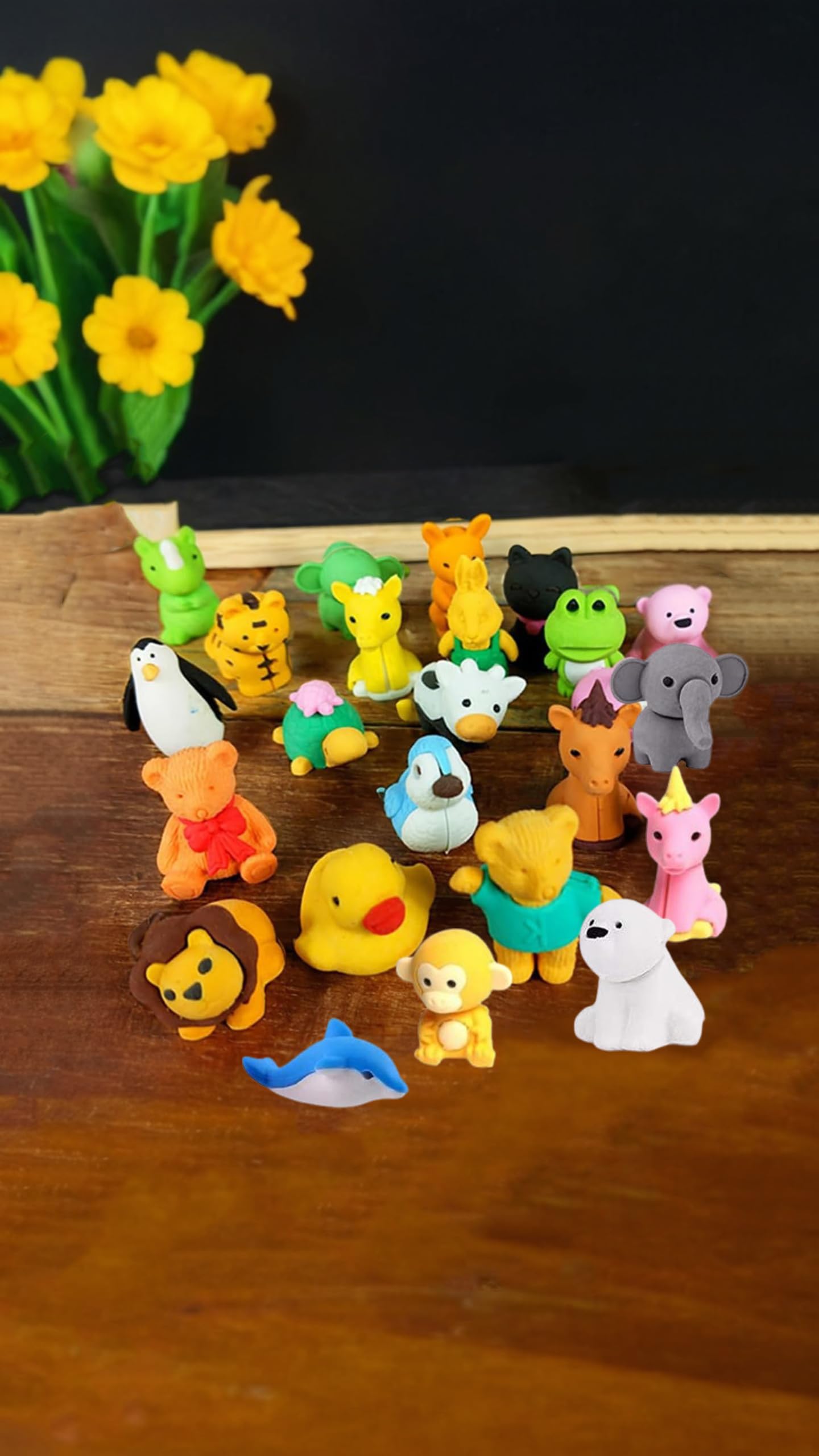 35Pcs Animal Erasers Bulk Mini Pencil Erasers Set - Fun Desk Pets Assembly Puzzle for Kids - Party Favors, Classroom Prizes, Easter Egg Fillers - Gifts and School Supplies