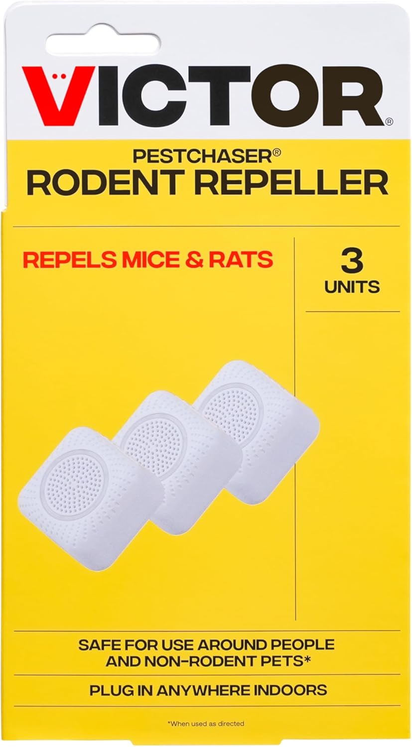 Victor PestChaser Indoor Ultrasonic Rodent Repellent with Nightlight - 3 Pack Rodent Repeller Mouse Deterrent Plug In Devices - Repels Mice Indoors - M753K 3 Pack 3 Pack