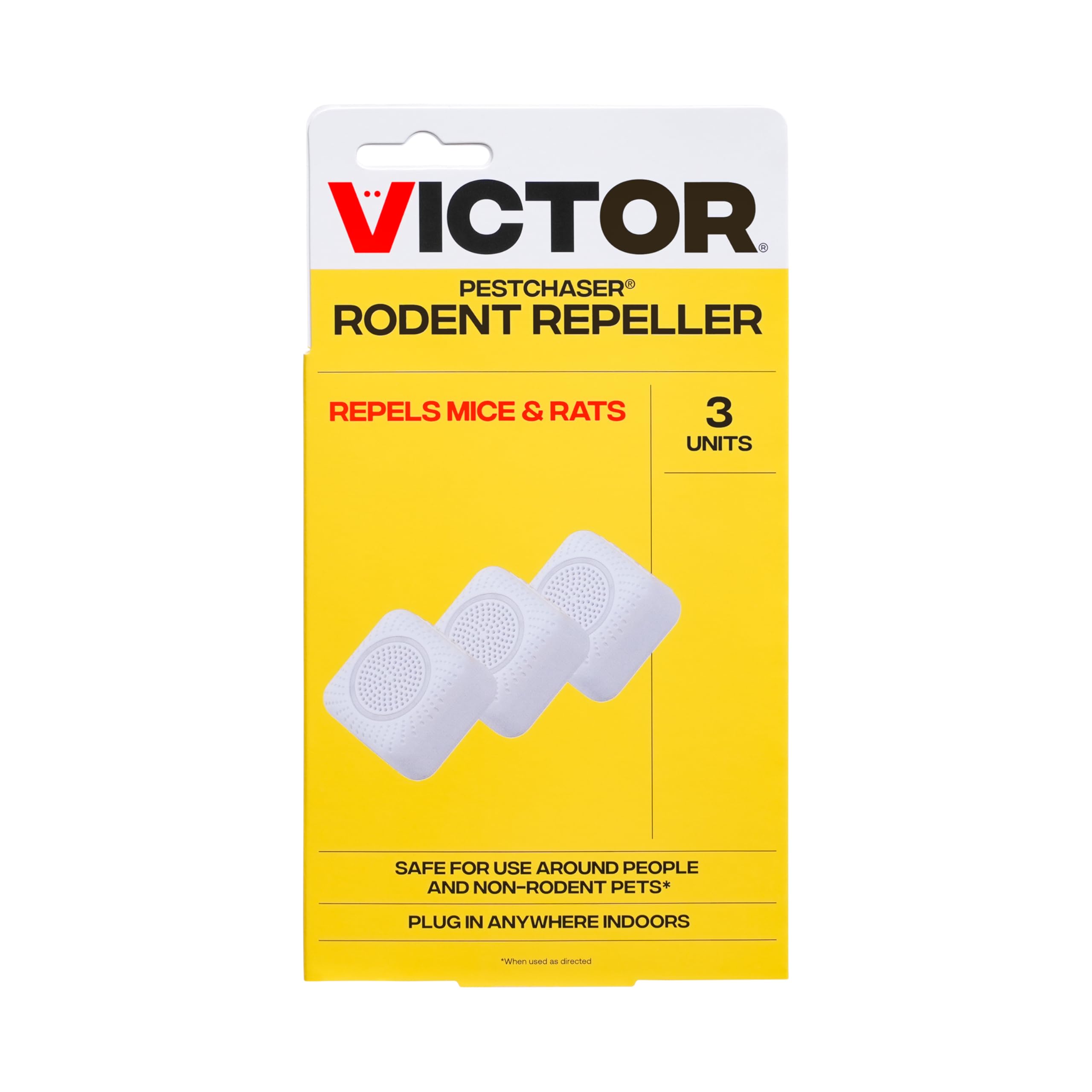 VictorPestChaser Indoor Ultrasonic Rodent Repellent with Nightlight - 3 Pack Rodent Repeller Mouse Deterrent Plug In Devices - Repels Mice Indoors - M753K