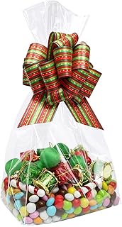 Morepack Gusseted Flat Bottom Cellophane Bags with Paper Insert 50Pcs 6x4x13 Inches Gusseted Cello Bags