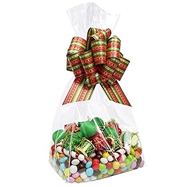 Morepack Gusseted Flat Bottom Cellophane Bags with Paper Insert 50Pcs 6x4x13 Inches Gusseted Cello Bags