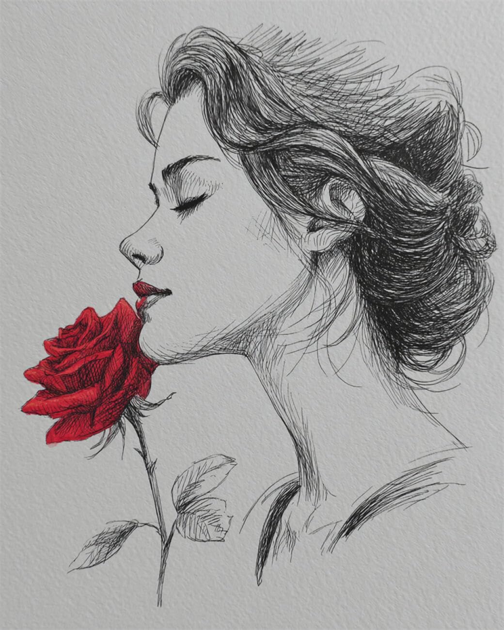 RKFLGEW 14CT Cross-Stitch Kits Woman and Rose Counted Fabric Cross Stitching DIY Art Needlecrafts Embroidery Kits with Scissors Accessories 40x50cm