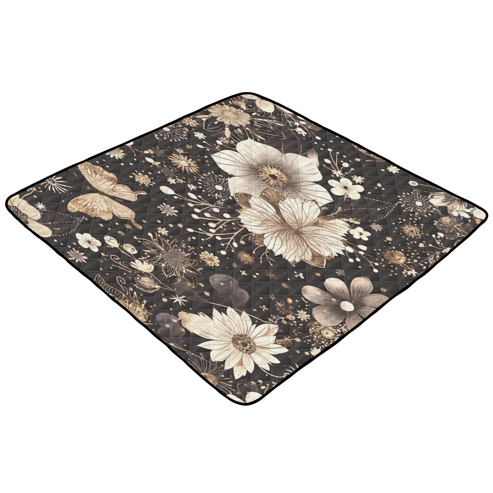 Kigai Flower Butterfly Baby Play Mat for Floor and Playpen 50x50 inch Non-Slip Baby Activity Playmat Waterproof Foldable Crawling Mat for Infants Toddlers