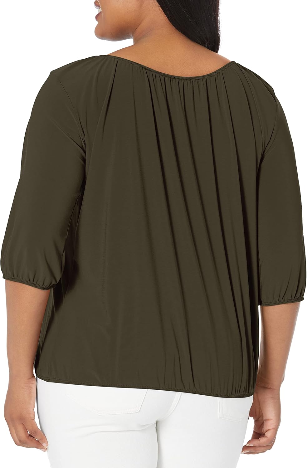 Star Vixen Womens 3/4 Sleeve, Front Tie Peasant Top - Image 2