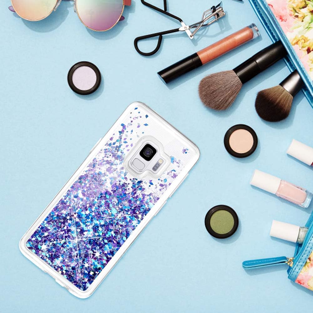Caka Galaxy S9 Case, Galaxy S9 Glitter Case Liquid Series Luxury Fashion Bling Flowing Liquid Floating Sparkle Glitter Soft TPU Case for Samsung Galaxy S9 (Blue Purple)