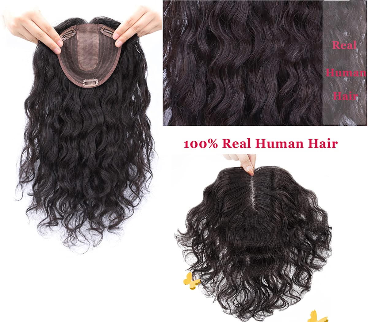 Postiche 100% Cheveux Naturels à Clipser - Taille Unique, Noir/Brun - Idéal Pour Ajouts De Volume Rapides