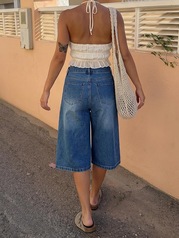 Cicy Bell Womens Baggy Bermuda Jean Shorts Wide Leg High Waist Denim Jorts by Cicy Bell - Image 6
