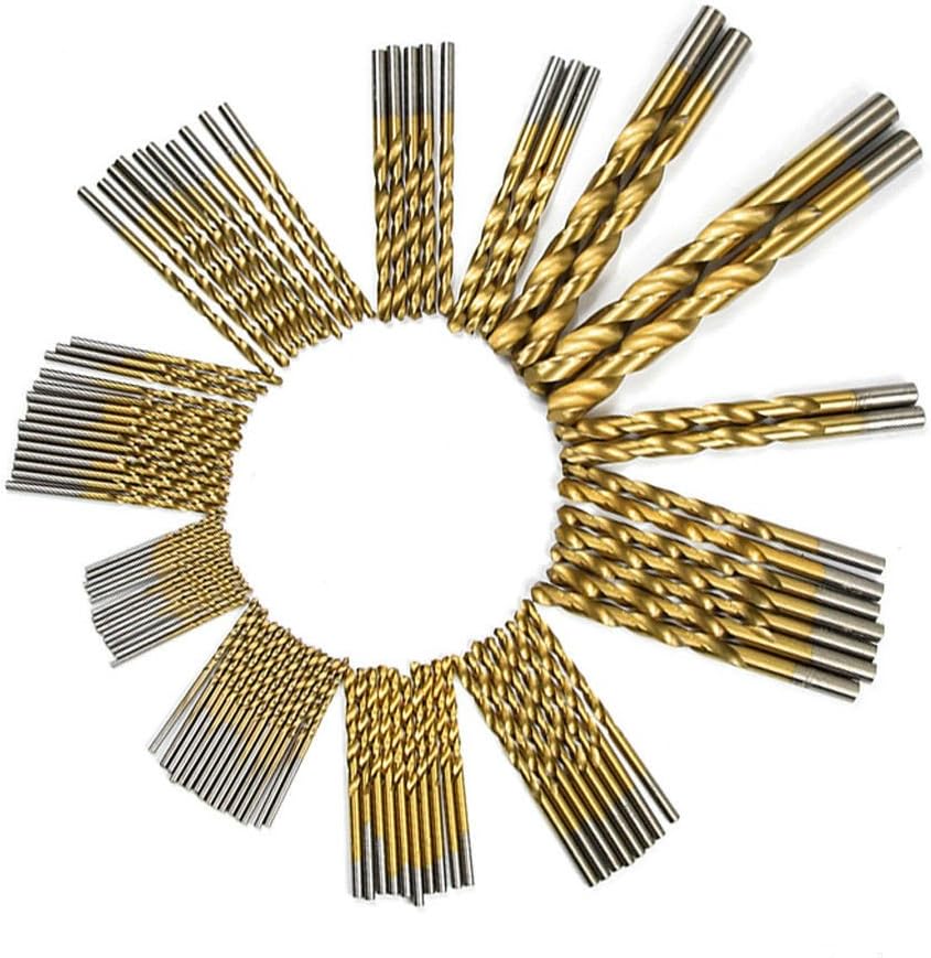 99PCS,Titanium Coated Twist Drill Bits Set,1/16"-3/8",Metal Drill