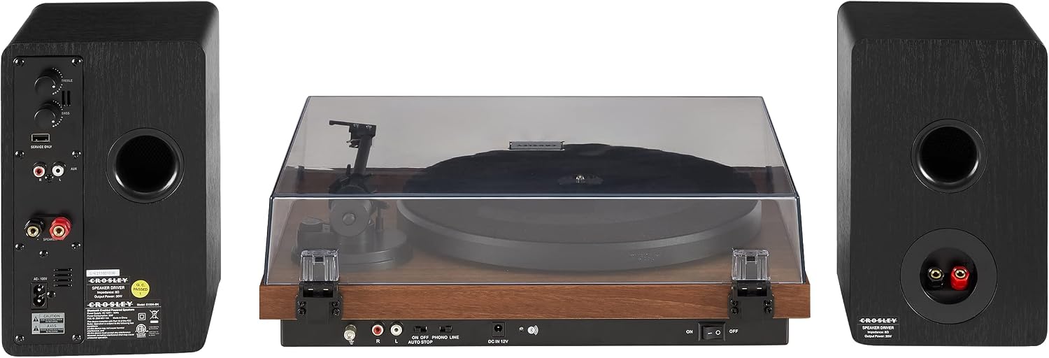 Crosley KT6101-WA Belt-Drive Bluetooth Turntable with Built-in Preamp and Included Speakers, Walnut