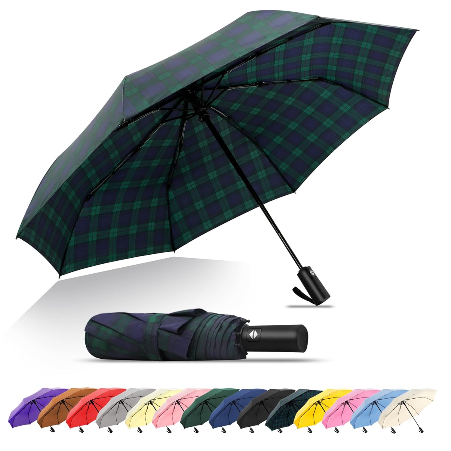 SoulRain Travel Umbrella - Compact Umbrella for Rain - Perfect Large Auto Folding Umbrella - Ideal Car umbrella