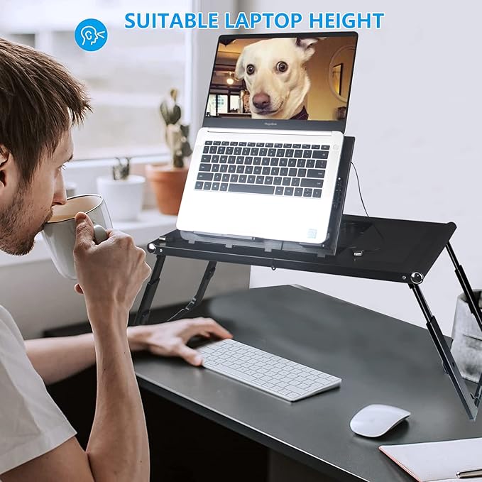 Mesa para cama plegable con ventiladores USB internos y soporte ajustable miniatura 3
