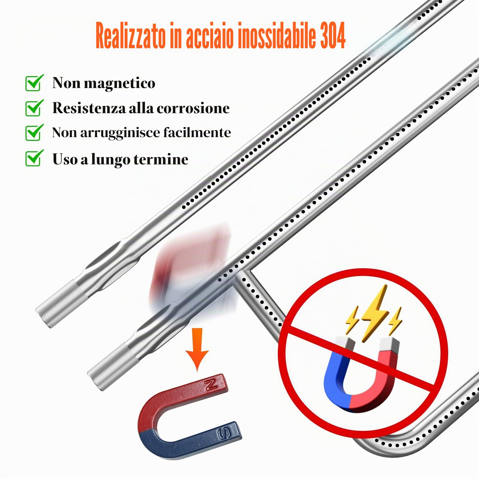bar. b.q.s SBQ300 tubo in acciaio INOX bruciatore di ricambio kit 60036, 80385, 65032 per Weber Q300, Weber Q320 Series, Q3000, e Q3200 barbecue a gas