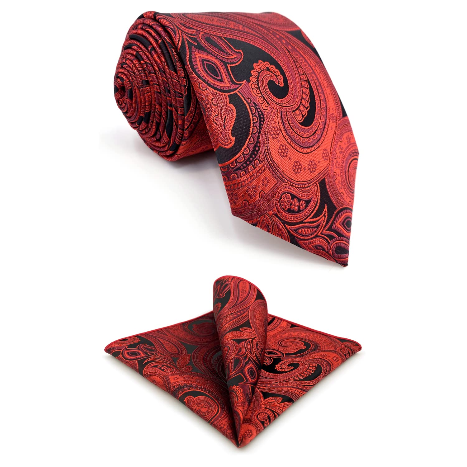 S&W SHLAX&WING Paisley Corbatas para hombres Rojo Negro Boda Elegantes padrinos de boda Conjuntos de corbatas