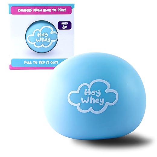 HeyWhey Giant Stress Ball - Exciting Color Changing Jumbo Ball Blue to Pink | Mega Fun Stretchy Dough Ball and Satisfying Large Squishy Toy | Best Big Sensory Squeeze Toy for Kids (Blue to Pink)