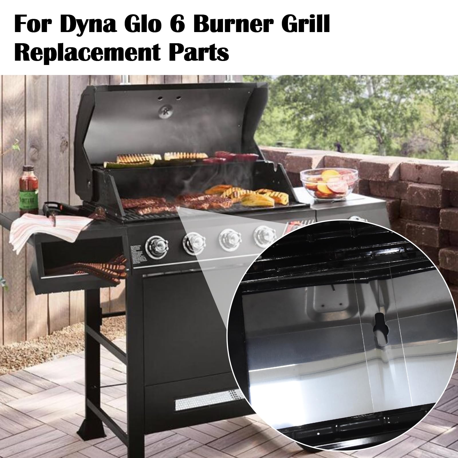 Hiorucet Bandeja de grasa de parrilla de repuesto para Dyna Glo DGB610SSP, bandeja de goteo ajustable de 30 a 36 pulgadas con bandeja de captura, protectores de placa térmica para piezas de parrilla