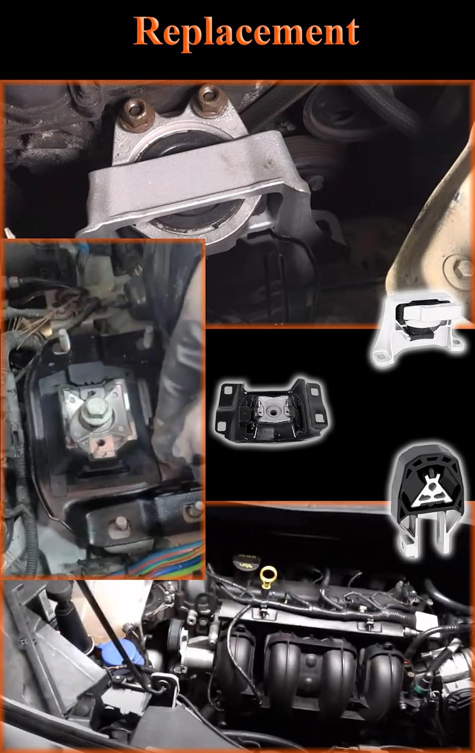 3PCS Engine Motor & Trans Mount Set Fit for 2013-2017 Escape 2.0L & 2013-2019 Escape 2.5L & 2019-2023 Transit Connect 2.0L & 2014-2022 Transit Connect 2.5L Auto Motor Mount Replace# A5520 A5612 A5631
