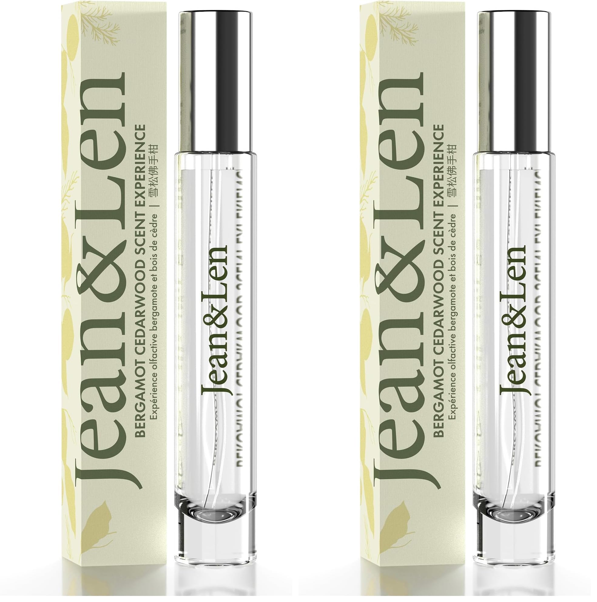 Jean & Len Scent Experience Cedarwood & Bergamot, Eau de Toilette mit Bergamotte & Zedernholz Duft, praktisches mini parfum, ideal für unterwegs, hochwertiger Glas Flacon, 10 ml (Packung mit 2)